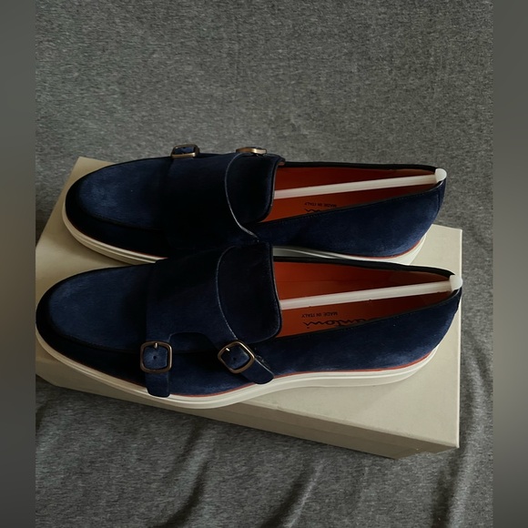 Men’s Double Buckle Monk Strap Loafers - Picture 1 of 9